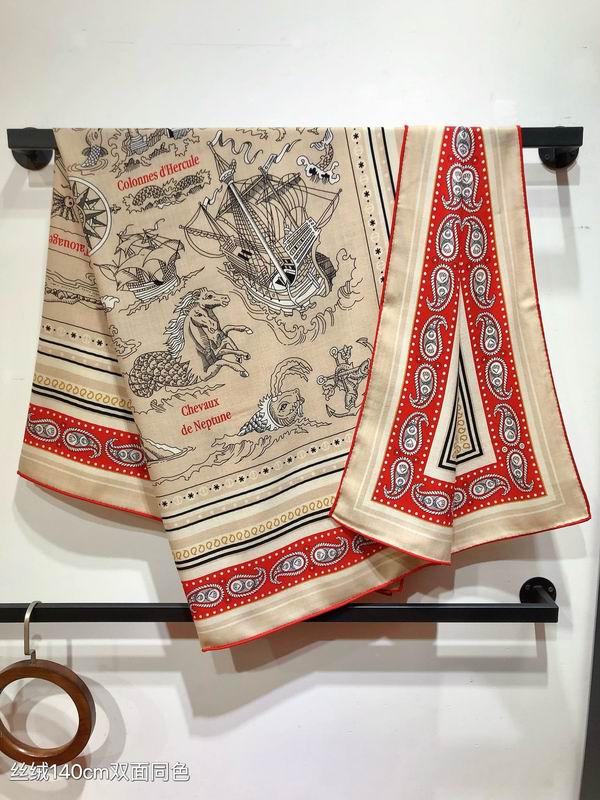 Hermes Scarf 140X140cm 70%羊绒 30%真丝 E090101